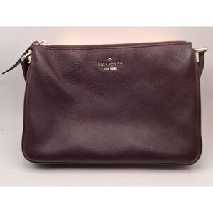 Kate Spade Crossbody Bag Women Small Brown Excellent Pebbled Leather Gold Logo